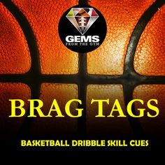 a basketball with the words brag tags on it and an image of a diamond