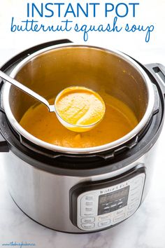 instant pot butternut squash soup in an electric pressure cooker