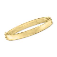 Ross-Simons - 18kt Gold Over Sterling Polished Bangle Bracelet. 7". So simple yet such an essential! This handcrafted polished bangle bracelet gives a classic shine in 18kt yellow gold over sterling silver. Figure 8 safety. Hinged, 18kt yellow gold over sterling silver. Classic Gold Hinged Bangle, Classic Gold Hinged Cuff Bracelet, Adjustable Yellow Gold Bangle With Polished Finish, Classic Bangle With Gold Clasp, Classic 14k Gold Hinged Bracelet, Classic Hinged Yellow Gold Bangle, Classic Hinged 14k Gold Bracelet, Classic Yellow Gold Hinged Bracelet, Classic Bangle Jewelry With Gold Clasp