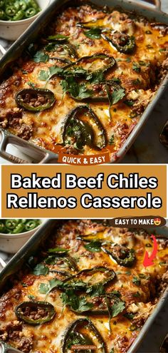 baked beef chilies in a casserole dish