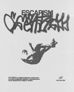 an advertisement for the escapism orchestra featuring a skateboarder in mid air