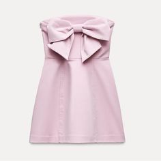 New With Tag Zara S/S 2024 Collection Strapless Mini Dress With Straight Neckline. Maxi Bow Detail At Back. Interior Lining. Side Hidden In-Seam Zip Closure. Pale Pink | 4772/219 Outer Shell 92% Polyester 8% Elastane Lining 100% Polyester Which Has At Least: Outer Shell 8% Rcs-Certified Recycled Spandex 92% Rcs-Certified Recycled Polyester Feminine Strapless Dress With Bow, Spring Dress With Sweetheart Neckline And Bow, Spring Dresses With Sweetheart Neckline And Bow, Chic Pink A-line Strapless Dress, Chic Strapless Dress With Bow For Spring, Spring Fitted Strapless Dress With Bow, Fitted Strapless Dress With Bow For Spring, Strapless Sleeveless Dress With Bow For Date Night, Strapless Spring Dress With Bow