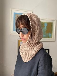 This knitted hoody balaclava is made with merino wool which is soft, warm, cozy, and no itchy at all. Hand-dyed yarns have subtle variations in colors that are natural.  There may be differences between pictures shown and the scarf you receive.  Whole height: 17 inches (43 cm) Neck height  : 7 inches (18 cm) Hood height : 10 inches (25 cm) Neck circumference : 18 inches (46 cm) Face line circumference : 20 inches (52 cm) 100% merino wool Hand washable with room temperature water No tumble dry, F One Size Hooded Balaclava For Fall, One Size Fall Balaclava With Hood, Solid Balaclava For Fall Cold Weather, Solid Balaclava For Cold Weather In Fall, Fall Balaclava For Cold Weather, Cozy Balaclava For Cold Weather And Fall, Cozy Balaclava For Cold Weather In Fall, Warm One-size Balaclava For Fall, Casual Full Face Balaclava For Fall