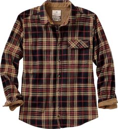 A hunter s wardrobe is not complete without a great flannel. Our exclusive plaids are made from 100  cotton soft brushed flannel. Featuring double pleat back for ease of movement and contrasting corduroy lined collar and cuffs for a great look and lasting durability. Left chest pocket with pencil slot and button closure  and adjustable cuffs. Mens Fashion Retro, Mens Flannel Shirt, Mens Flannel, Long Sleeve Flannel, Plaid Fashion, Long Sleeve Plaid, Plaid Flannel Shirt, Mens Fleece, Casual Jacket