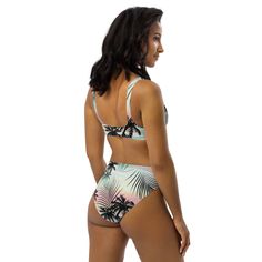 It’s too easy to fall in love with this bikini set. Removable pads and its double-layer make it comfy to wear all day by the pool or at the beach. Made for surf, swim, SUP, or wherever your adventure takes you. This swimsuit delivers a performance-driven fit styled with a cheeky bum coverage and a V-cut at the neck and back. Oh, and it's made from recycled fabric - good for us and for the planet. • Fabric composition: 81% REPREVE recycled polyester, 19% LYCRA XTRALIFE • Fabric weight: 7.52 oz/yd Beachy Bra-friendly Swimwear For Vacation, Tropical Swimwear With Removable Bra Pads For Beach, Beachy Tankini For Sunbathing With Bra-friendly Support, Beachy Tankini For Sunbathing With Bra Support, Beachy Bra-friendly Tankini For Sunbathing, Beachy Bra-friendly Tankini For Poolside, Tropical Seamless Swimwear For Sunbathing, Tropical Swimwear With Removable Bra Pads For Sunbathing, Summer Swimwear With Removable Bra Pads For Beach Party