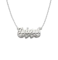 "This Necklace is a great present for everyone! It's a customized necklace. You can add name or any word. The necklace is going with rolo chain (16\", 18\", 20\"). The approximate weight is: - 6gr in Large size - 5gr in Small size The nameplate necklace available in 2 sizes: - 45mm (1.75\") length x 17mm (0.60\") height - 35mm (1.30\") length x 15mm (0.50\") height  Order this perfect personalized necklace today!" Engraved White Gold Custom Nameplate Necklace, Silver Name Jewelry - Gift For Mom, Silver Name Jewelry As Gift For Mom, Personalized Silver Jewelry As A Gift For Mom, Classic Name Necklace With Hallmark For Anniversary, Custom Sterling Silver Necklace With Engraved Heart Pendant, Silver Nameplate Jewelry For Mom, Custom Engraved Sterling Silver Necklace With Heart Pendant, Silver Nameplate Jewelry Gift For Mom