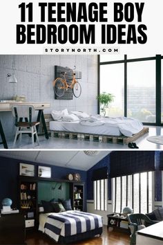 Save this pin for inspiring teenage boy bedroom ideas that your son will love! From cool decor to smart organization tips, these ideas will help you create the perfect space for your teenager. #TeenageBoyBedroom #HomeDecorIdeas #TeenRoomDecor 🛏️🎨 Teenager Boys Bedroom Ideas, Boy Bedroom Ideas, Blue Gray Paint, Teen Bedrooms, Cool Decor, Smart Organization, Shelving Design