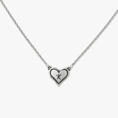 Whether it's your initial or the initial of someone you love, our Delicate Heart Initial Necklace is sweet and special. The outlined heart contains one of the 26 letters of the alphabet from A-Z. You can choose to have the back engraved with more initials, numbers or symbols. Crafted of sterling silver, the pendant is suspended on an adjustable chain and is finished off with the iconic James Avery symbol to remind you of the quality and tradition that's part of each jewelry design. This necklace also coordinates perfectly with the ring and earrings from our Delicate Heart Collection. Heart Initial Necklace, Beautiful Symbols, 26 Letters, James Avery, Love Craft, The Alphabet, Love Symbols, Initial Necklace, Heart Necklace