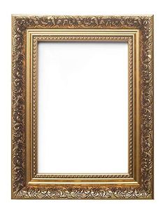 an ornate gold frame on a white background with clipping for your own text or image