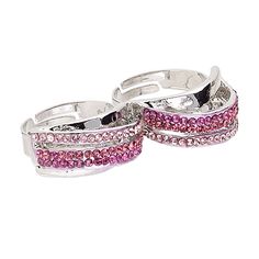 "Pewter" (zinc-based alloy) adjustable multi-finger ring features a smooth band, crisp details and sparkling Egyptian glass rhinestone accents. Multi Finger Rings, Finger Ring, Ring Finger, Everyday Jewelry, Dark Pink, Ring Gift, Rhodium Plated, Sparkle, Band