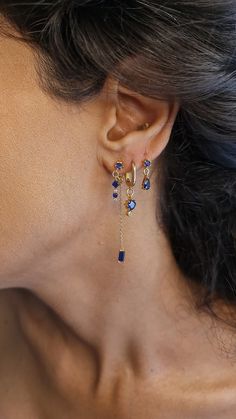 Second Hole Earrings, Earring Hoop, Blue Charm, Earring Dangle, Hoop Charms, Stacked Earrings, Zirconia Earrings, Cross Charms, Gold Earrings Dangle