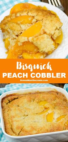 peach cobbler recipe with text overlay