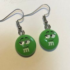 Trendy Adjustable Earrings For Birthday, Green Fun Earrings For Gift, Green Fun Earrings For Gifts, Fun Green Earrings For Gifting, Fun Green Earrings For Gifts, Cute Adjustable Green Earrings, Casual Personalized Earrings As A Gift, Playful Green Round Jewelry, Fun Green Nickel-free Earrings