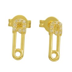 Add some edge to your everyday look with these Pin It Earrings. The stud backing is shaped like a safety pin, bringing a touch of punk to any outfit. So go ahead and pin these on! Safety Pin, Pin It, Everyday Look, Gold Earrings, Bring It On, Gold, Baguette