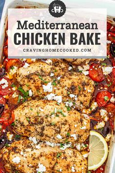 chicken bake with tomatoes, olives and feta cheese