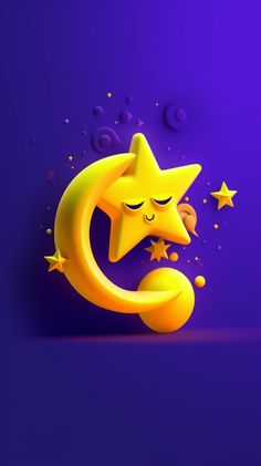 a yellow star and crescent with stars on it