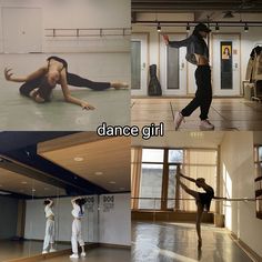 the dancers are doing different moves in the dance studio