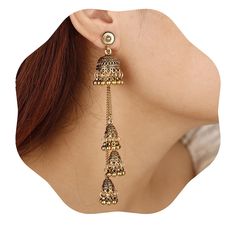 PRICES MAY VARY. Material：alloy Size: Length:3.93in Width: 0.59in Color: Gold Occasion:vintage indian dangle bells ethnic earrings are perfect for a variety of events,wedding，vintage Victorian style balls, Christmas parties, formal parties, cocktail parties, weddings, retro 22s Great Gatsby parties,birthday parties and anniversaries If you have any question about this choker please feel free to contact me boho drop dangle ethnic bells tassel earrinsg Long Gold Earrings Indian, Desi Jewelry, Earrings Jhumka, Layered Earrings, Gold Earrings Indian, Formal Parties, Long Gold Earrings, Earrings Indian, Vintage Bollywood