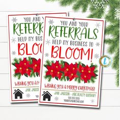 Poinsettia Christmas Realtor Pop By Gift Tags, Your Referrals Help My Business Bloom, Holiday Marketing Floral Plant Tag, Editable Template Home Health Marketing Ideas Christmas, Ask For Referrals, Servpro Marketing Ideas, Christmas Referral Gifts Marketing, Christmas Marketing Ideas Business, Realtor Pop By Ideas Christmas, Christmas Pop Bys Real Estate, Christmas Marketing Ideas, Realtor Pop By Ideas