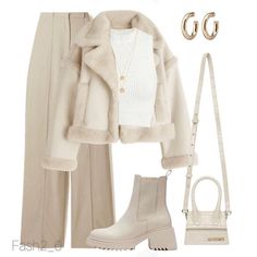 Cream Winter Outfit, Simple Style Outfits, Classy Winter Outfits, Casual Preppy Outfits, Casual Day Outfits, Quick Outfits