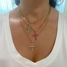 "This finely handcrafted necklace is composed of genuine AAA quality natural real Rubies and 14K solid gold. This pendant is complemented by a matching 14K solid gold adjustable open link style chain. This design is also available to be purchased as a charm alone without the chain. ♦ Cross Dimensions: approximately 18mm (W) x 30mm (L) including the bail ♦ Bail Size: approximately 6mm diameter ♦ Metal Finish: High Shine Polish ♦ This design is available in Rose, White and Yellow 14K Gold ♦ This i Solid Gold Charms, Rose Gold Charms, Gold Charm Necklace, Diamond Charm, Handcrafted Necklace, Affordable Gifts, Gold Cross, Gold Charm, Real Diamonds