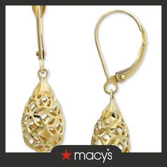 in stock Macy's Elegant Yellow Gold Earrings, Macy's Oval Gold Jewelry, Macy's Hallmarked Earrings, Macy's Oval Yellow Gold Earrings, Macy's Yellow Gold Oval Earrings, Macy's Yellow Gold Earrings For Formal Occasions, Elegant Yellow Gold Jewelry From Macy's, Macy's 14k Gold Elegant Jewelry, Macy's Yellow Gold Drop Earrings