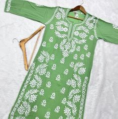 Green col cotton kurta chickankaari work ghaans patti phanda stitch Green Traditional Wear With Gota Work For Spring, Spring Green Traditional Wear With Gota Work, Pista Green Spring Kurta With Cutdana, Green Gota Work Dupatta For Spring, White Kurta With Gota Work For Spring, Spring Green Kurta With Cutdana, Semi-stitched Cotton Salwar Kameez For Spring, White Cotton Salwar Kameez With Gota Work, Pista Green Straight Kurta In Mulmul