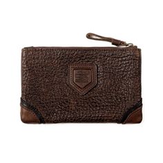 Theodore Leather Zippered Pouch | Mission Mercantile Classic Textured Leather Travel Pouch, Luxury Brown Pouch As Gift, Luxury Brown Pouch For Gift, Luxury Brown Pouch Wallet, Luxury Brown Wallet, Vintage Leather Pouch With Coin Pocket, Everyday Carry Wallet With Coin Pocket, Brown Rectangular Pouch For Everyday Use, Wallet With Coin Pocket For Everyday Carry