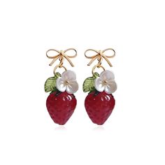 PRICES MAY VARY. EYE-CATCHING STRAWBERRY EARRINGS - Add a sweet touch to your outfit with our delightful strawberry earrings. These handmade earrings feature vibrant red strawberries that dangle gracefully, making them a fun and stylish accessory for any occasion. Perfect for adding a playful element to your look, these earrings are a must-have for fruit lovers. CHARMING BOW EARRINGS - Our elegant bow earrings are designed to complement your unique style. The delicate bowtie design adds a touch Red Jewelry Spring Gift, Red Jewelry For Spring Gift, Cute Red Jewelry For Spring, Cute Red Earrings For Spring, Cute Summer Flower Earrings For Gift, Cute Summer Flower Earrings For Gifts, Trendy Red Flower Earrings For Gifts, Cute Summer Flower Earrings Gift, Valentine's Earrings