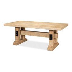 a wooden table with two legs and one leg missing the top, on a white background