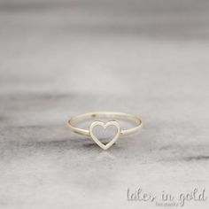 Heart Ring Gold Ring Valentine's Day 14 karat gold by TalesInGold Heart Ring Gold, White Gold Engagement Rings Vintage, Frame Ring, Romantic Gifts For Her, Sterling Silver Stacking Rings, Moonstone Engagement, Love Band, Aquamarine Engagement Ring, Moonstone Engagement Ring