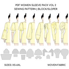 women's sleeved dress sewing pattern block / sloper, size xs - xxl