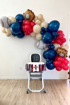 Baseball Balloons - Rookie Year First Birthday Baseball Balloon Arch, Baseball Balloon Garland, Rookie Year Birthday Party, Baseball Balloons, Rookie Year First Birthday, Baseball Theme Birthday Party, Baseball Theme Birthday, Baseball First Birthday, Baby First Birthday Themes