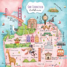 a map of san francisco, california with all the major attractions and places to see