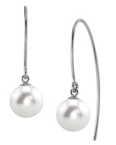 Freshwater Pearl Bonnie Earrings Modern White Pearl Earrings For Anniversary, Modern White Round Pearl Earrings, Modern White Pearl Earrings, Modern White Akoya Pearl Earrings, Modern Pearl Earrings For Anniversary, Modern White Pearl Earrings For Formal Occasions, Refined White Akoya Pearl Earrings, Silver Pearl Earrings With French Hook For Formal Occasions, Silver Pearl Earrings With French Hook For Formal Events