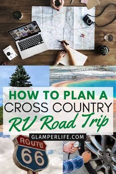 a person is writing on a map with the words how to plan a cross country road trip