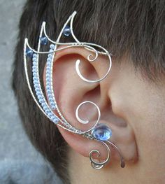 Pair if elven ear cuffs Blue Origins by StrangeThingJewelry Elf Kulağı, Silver Fantasy Ear Cuff For Party, Fantasy Silver Ear Cuff For Party, Silver Elven Earrings As Gift, Silver Elven Earrings For Gift, Elven Style Silver Earrings For Gift, Fantasy Metal Ear Cuff For Gift, Fantasy Metal Ear Cuff For Pierced Ears, Elven Style Silver Ear Cuff As Gift