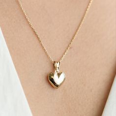 14k Gold Puffy Heart Necklace, Shiny Heart Pendant with Cable Chain, Everyday Necklace, 14kt Real Gold Love Pendant, Gift for Girlfriend *Free Express International Shipping *14K solid gold chain is included if you select. NEXT BUSINESS DAY SHIPPING! PRODUCT DETAILS *The product is made of 100% 14k Solid Gold and it has a 14K or 585 stamp on item. (We don't sell filled or plated jewelry) *The package includes a gold certificate. *The product includes 14K solid gold chain. *Every package comes in 14k Gold Heart Charm Necklace For Wedding, 14k Gold Heart Pendant Charm Necklace, 14k Gold Pendant Charm Necklace For Valentine's Day, 14k Gold Heart Charm Necklace, 14k Gold Necklace With Heart Charm And Cut, Valentine's Day 14k Gold Pendant Necklace, 14k Gold Heart Charm Necklaces With Open Heart, 14k Gold Necklaces With Open Heart Charm, 14k Gold Heart Locket Necklace For Wedding