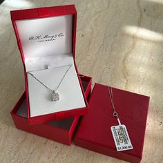 Brand New Diamond Halo 18" Pendant Necklace (1/3 Ct. T.W.) In 14k White Gold. Retail: $1200 Plus Tax. Spoil Her With Sparkle. This Elegant Pendant Necklace (1/3 Ct. T.W.) Features Round-Shape Diamonds, Set In A Halo-Style And Suspended From A Fine Box Link Chain. 1/3 Carat Diamond Necklace Diamond Color Rating Code: Ij Diamond Clarity Rating Code: 12-13 Diamond Shape: Round Set In 14k Gold, Rose Gold Or White Gold Approx. Length: 18"; Approx. Drop: 1/4" Original Tag Attached And In The Original Luxury Diamond Necklace With Vvs Clarity As Gift, White Platinum Solitaire Necklace For Gift, White Platinum Solitaire Necklace As Gift, Emerald Cut Solitaire Necklace In Sterling Silver For Anniversary, Luxury White Gold Solitaire Necklace For Gift, Luxury White Gold Solitaire Necklace Gift, White Gold Solitaire Necklace With Emerald Cut Diamond Accents, Emerald Cut Diamond Necklace With Accents As Gift, White Emerald-cut Solitaire Necklace As Gift