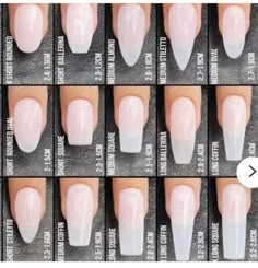 Different Nail Shapes On One Hand, Nail Sizes Shape Chart, Summa Nails, Gel Nails Shape, Types Of Nails Shapes, Adorable Nails, Nail Artwork, Cuticle Care