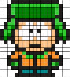 Southpark Crochet Pattern, South Park Fuse Beads, South Park Melty Beads, Kandi Patterns South Park, Pixel South Park Characters, Pixel Art Pattern South Park, Pixel Art Pattern Characters, South Park Pearler Beads, Kandi South Park