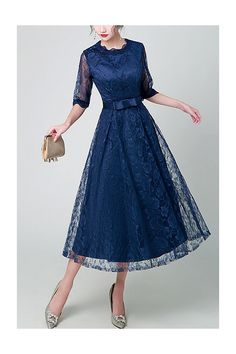 10% off now! Shop lace round neck tea length wedding party dress with sheer sleeves online. Sheprom offers formal, party, casual & more style dresses to fit your special occasions. Wedding Lace Dress With Lace Patchwork In Midi Length, Wedding Midi Dress With Lace Patchwork, Lace Patchwork Midi Dress For Wedding, Lace Midi Mother Of The Bride Dress For Party, Elegant Lace Tea Length Dress For Party, Lace Mother Of The Bride Midi Dress For Party, Elegant Lace Tea Length Party Dress, Lace Midi-length Mother Of The Bride Dress, Elegant Wedding Midi Dress With Illusion Neckline