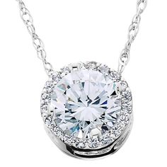 Pompeii3 1/2 Ct Round Diamond Pave Halo Fancy Solitaire Pendant 14k White Gold, Women's, Size: Small Round Diamond Halo, Wedding Pendant, White Gold Chains, Halo Pendant, Solitaire Pendant, Diamond Halo, Lab Created Diamonds, Real Diamonds, Modern Jewelry