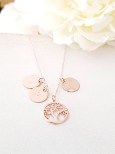 Mothers day Family Tree  Monogram Necklace, #weddings #jewelry @EtsyMktgTool #jewelry #personalizedjewelry #monogrammedbar Rose Gold Sterling Silver Charm Necklace For Anniversary, Anniversary 14k Gold Filled Rose Gold Charm Necklace, Anniversary 14k Rose Gold Filled Charm Necklace, Delicate Rose Gold Initial Necklace For Anniversary, Anniversary 14k Rose Gold Filled Charm Necklaces, Minimalist Rose Gold Necklace For Anniversary, Minimalist Rose Gold Charm Necklace For Mom, Hypoallergenic Rose Gold Necklaces For Personalized Gifts, Rose Gold Initial Pendant Charm Necklace For Anniversary