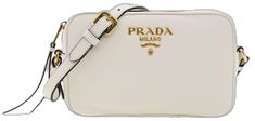 Prada Camera Bag, White Prada Crossbody Bag, White Shoulder Bag With Clear Strap For On-the-go, White Prada Glasses, Prada Symbole Sunglasses White, White Bag, White Leather, Camera Bag, Prada