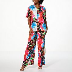 Antthony 2-piece Printed Challis Camp Shirt & Pant Set  Being comfortable in your skin is one thing. Being comfortable in your clothes is essential. Antthony designed this perfectly matched and oh-so pretty printed two-piece set to get you from workday to weekend with style and ease.   What You Get      Camp shirt     Pull-on pant Spring Casual Relaxed Fit Pant Set, Casual Spring Loungewear Pant Set, Casual Multicolor Floral Print Sleepwear, Casual Spring Pajama Party Sets, Short Sleeve Matching Set Tops For Daywear, Multicolor Short Sleeve Sleepwear In Relaxed Fit, Multicolor Short Sleeve Sleepwear With Relaxed Fit, Multicolor Relaxed Fit Short Sleeve Sleepwear, Multicolor Relaxed Fit Sleepwear With Short Sleeves