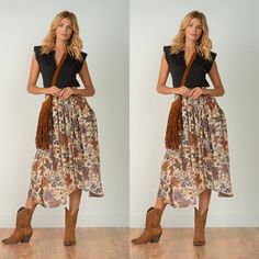 This Skirt Is Nwot - Tried On Only Size: Medium Color/Print: Natural Botanical Retail $78 The Vita Midi-Skirt Is A Statement Piece This Spring Season. Featuring A Flattering Smocked Waist And Designe In Our Seasonal Botanical Print, This Skirt Offers A Free Flowing Silhouette For Any Warm Weathered Event. Pair With Any Basic Top For A Balanced Look Bohemian Style Lined Midi Skirt, Bohemian Midi Length Lined Skirt, Brown Asymmetrical Maxi Skirt For Spring, Casual Brown Asymmetrical Skirt, Bohemian Midi-length Spring Bottoms, Bohemian Midi Bottoms For Beach, Bohemian Midi Length Bottoms For Beach, Bohemian Midi Length Spring Bottoms, Bohemian Midi Length Beach Bottoms