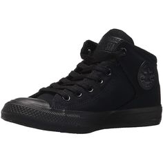 - Style: 149432f (Unisex) - Product Details: Show Off Your Best Skills Wearing The Converse Chuck Taylor All Street Hi-Top Men’s Skate Sneaker! This Style Has A Canvas Upper With A Hi-Top Padded Collar. The Lace-Up Closure Adds A Supportive Fit, While The Cushioned Insole Will Keep You Comfortable On The Go. With The Lightweight Rubber Outsole, You Can Do All Your Favorite Activities With Ease Wearing The Converse Chuck Taylor All Street Hi-Top Men’s Skate Sneaker! - Lace-Up Closure - Canvas Upper - Cushioned Insole - Lightweight Rubber Outsole - Padded Collar - Hi-Top - Black Black Sports Canvas Shoes With Rubber Sole, Black Canvas Sports Shoes With Rubber Sole, Black Canvas Shoes With Rubber Sole For Sports, Black High-top Synthetic Canvas Shoes, Black Lace-up Sneakers With Rubber Toe Cap, Casual Black Sneakers With Rubber Toe Cap, Black Ankle-high Sneakers With Rubber Sole, Black Sneakers With Rubber Toe Cap, Black Low-top Sneakers With Rubber Toe Cap