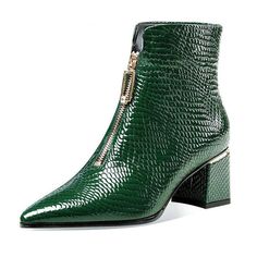 Betty Leather Boots – Calidistore Outfit Botines, Brown Pumps Heels, Green Ankle Boots, Fashion Shoes Boots, Green Boots, Only Shoes, Shoes Booties, Shoe Style, Sock Shoes