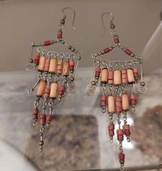 Vintage Peruvian Hand Made Long Beaded Dangle Earrings.. intricate silver metal dangles .. lightweight. 2 inches drop length. Nice condition. Simple Bead Earrings, Bar Jewelry, Crafts Jewelry, Jasper Pendant, Diy Crafts Jewelry, Beaded Dangle Earrings, Etsy Earrings Dangle, Style Earrings, Vintage Rhinestone